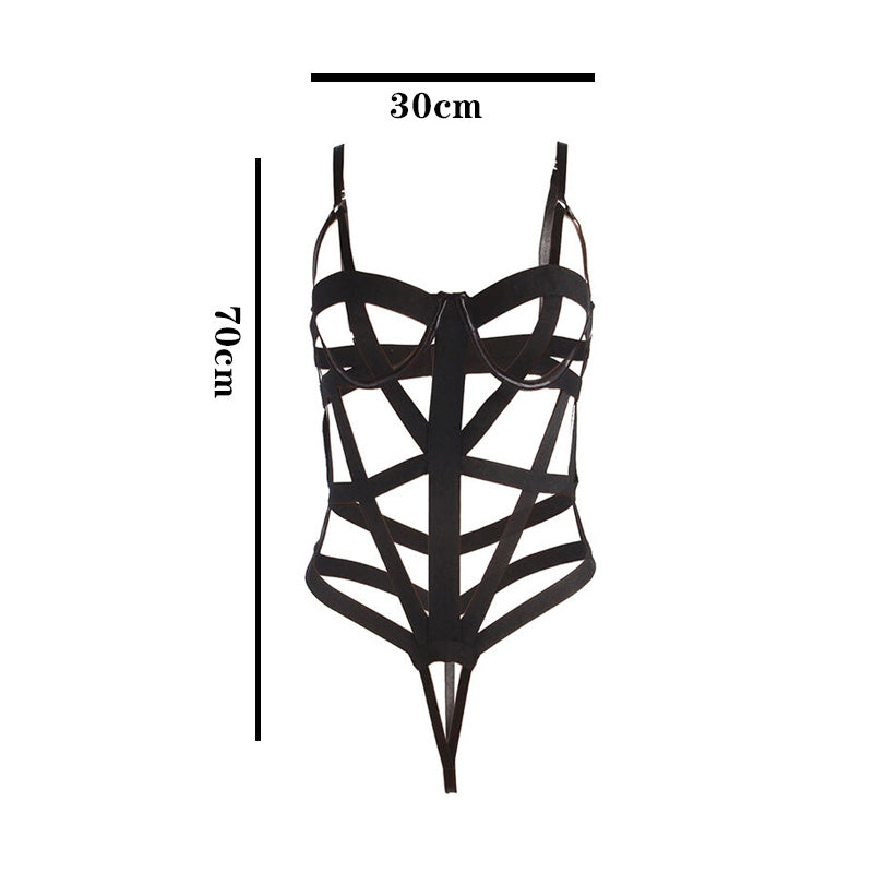 Sexy lingerie, bondage, one-piece, sexy game, tight, versatile, can be worn outdoors, revealing breasts, sexy one-piece