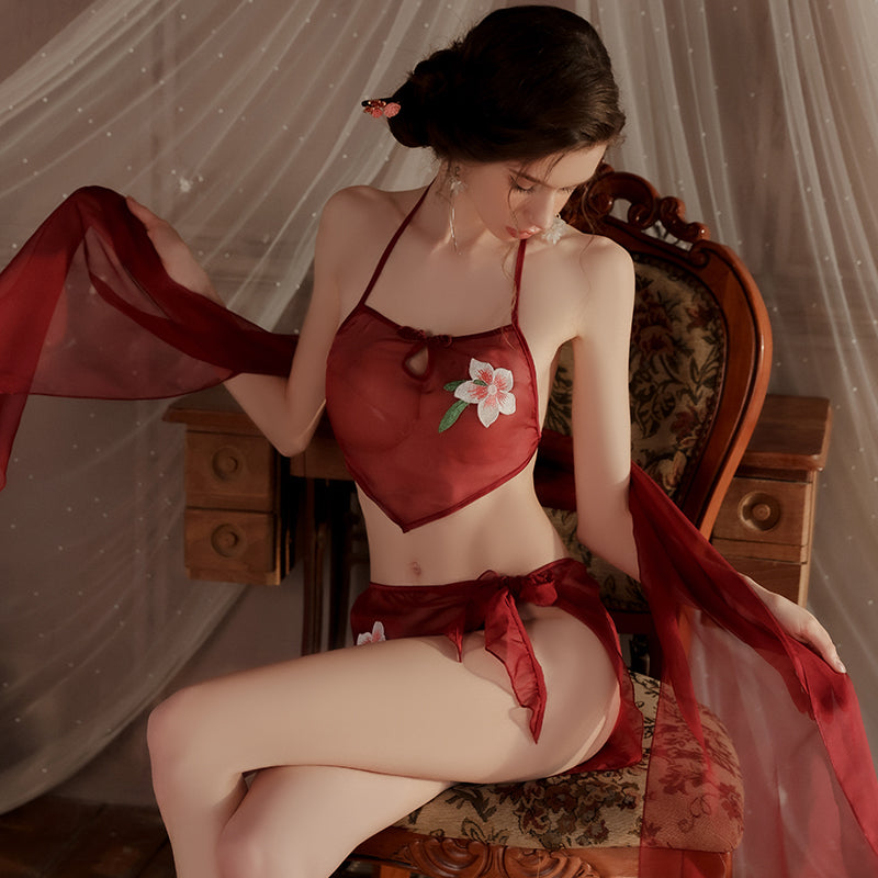 VELUXXA Comfortable Women's Belly Dance Set：with Adjustable Straps and Sheer Gauze Panties - Perfect for Date Night Wear