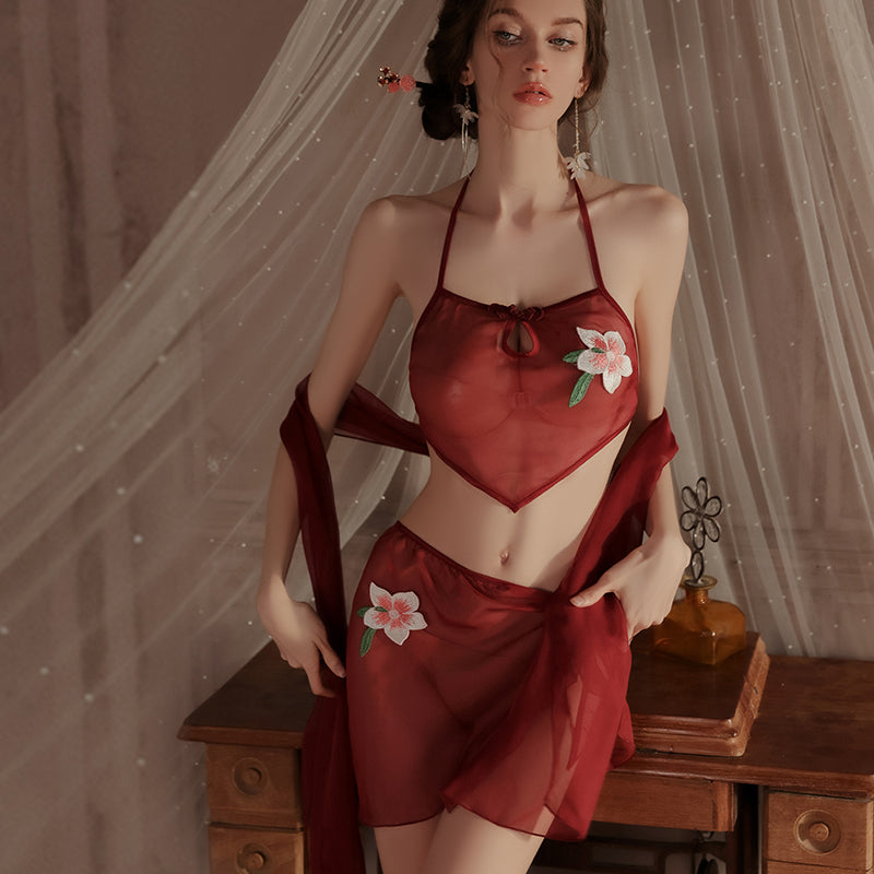 VELUXXA Comfortable Women's Belly Dance Set：with Adjustable Straps and Sheer Gauze Panties - Perfect for Date Night Wear