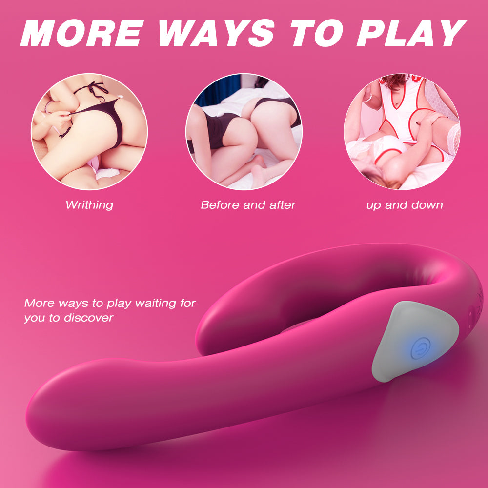 Lesbian remote control vibrator soft silicone double head pull stick female sex toys masturbator