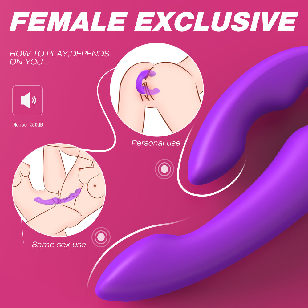 Lesbian remote control vibrator soft silicone double head pull stick female sex toys masturbator