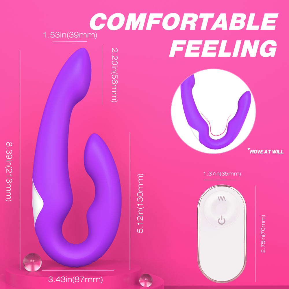 Lesbian remote control vibrator soft silicone double head pull stick female sex toys masturbator