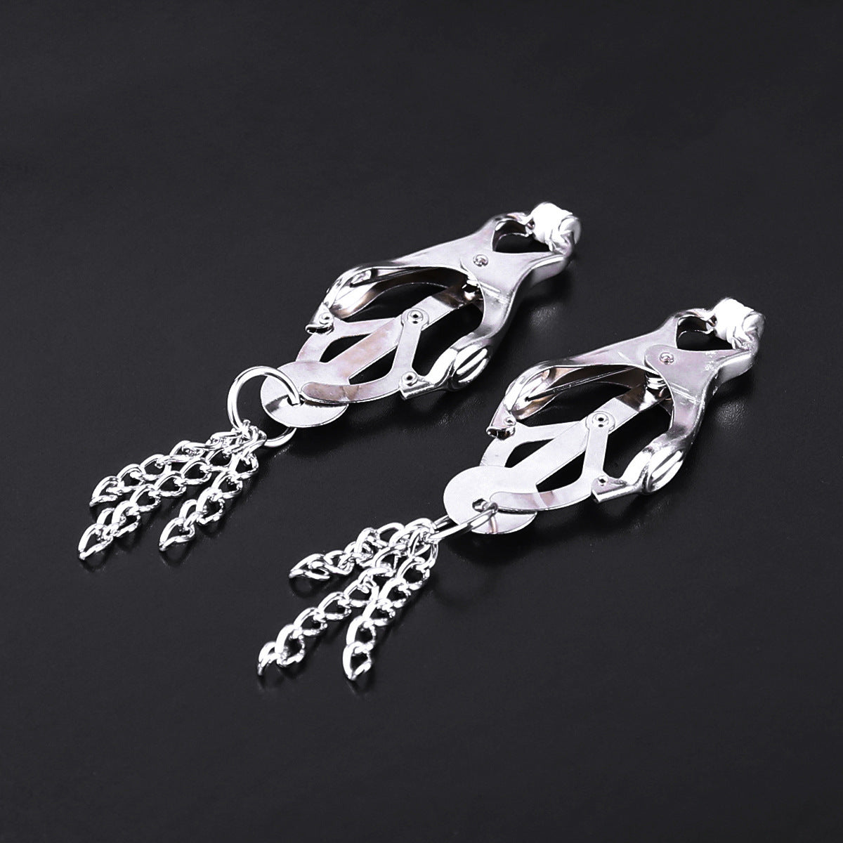 Japanese Clover Silver Chain Nipple Clamps