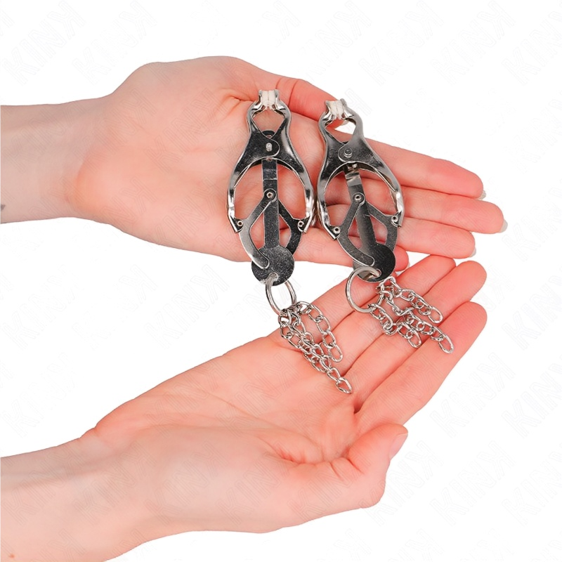 Japanese Clover Silver Chain Nipple Clamps