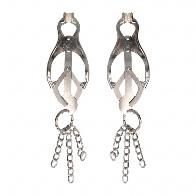 Japanese Clover Silver Chain Nipple Clamps